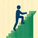 An icon of a person walking up stairs, indicating successful onboarding and growth.