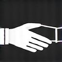Icon of two interlocking hands symbolizing a strong partnership.